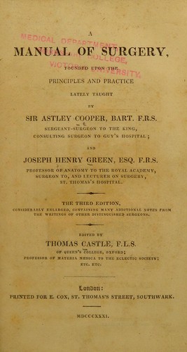 Cover for A manual of surgery