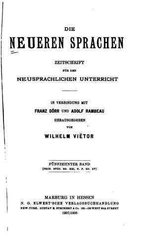 Cover for Die neueren Sprachen