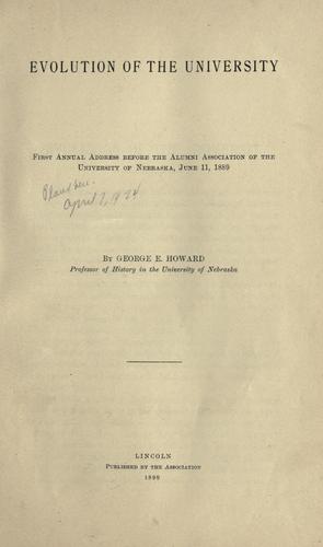 Cover for Evolution of the university