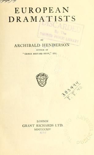 Cover for European dramatists.