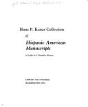 Cover for Hans P. Kraus Collection of Hispanic American manuscripts