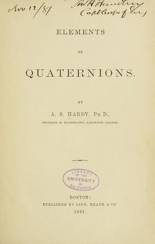 Cover for Elements of quaternions.