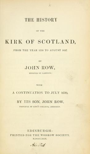 Cover for The history of the Kirk of Scotland