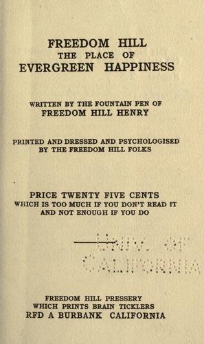 Cover for Freedom Hill