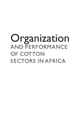Cover for Organization and performance of cotton sectors in Africa