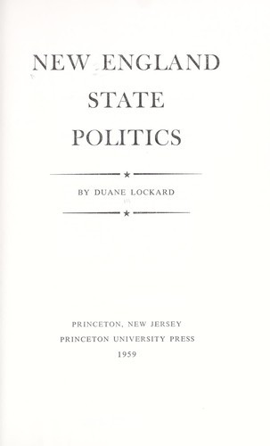 Cover for New England State politics