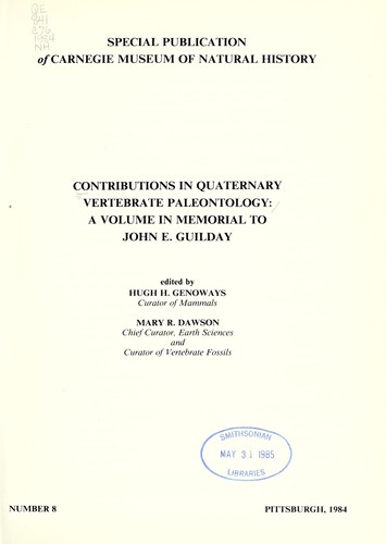 Cover for Contributions in Quaternary vertebrate paleontology