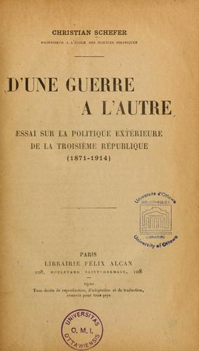 Cover for D'une guerre à l'autre