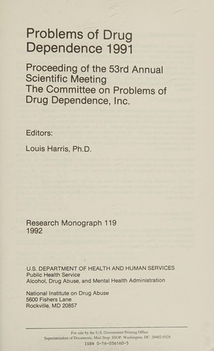 Cover for Problems of drug dependence, 1991