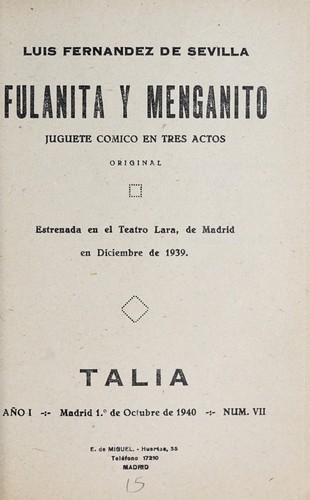Cover for Fulanita y Menganito