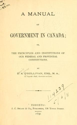 Cover for manual of government in Canada