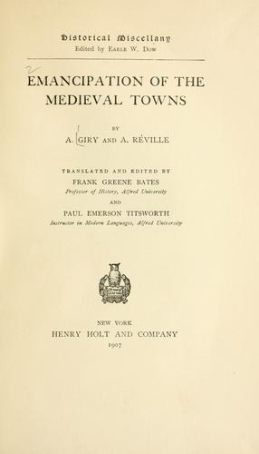 Cover for Emancipation of the medieval towns