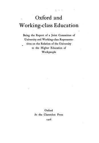 Cover for Oxford and working-class education