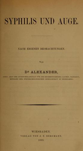 Cover for Syphilis und Auge