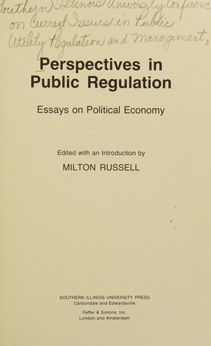 Cover for Perspectives in public regulation