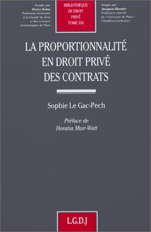 Cover for La proportionnalité en droit privé des contrats