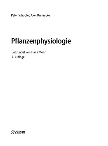 Cover for Pflanzenphysiologie