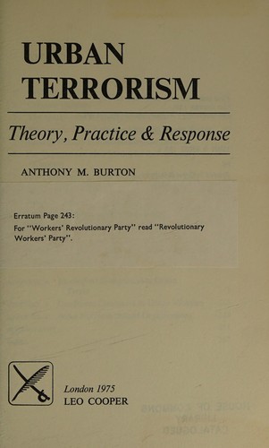 Cover for Urban terrorism