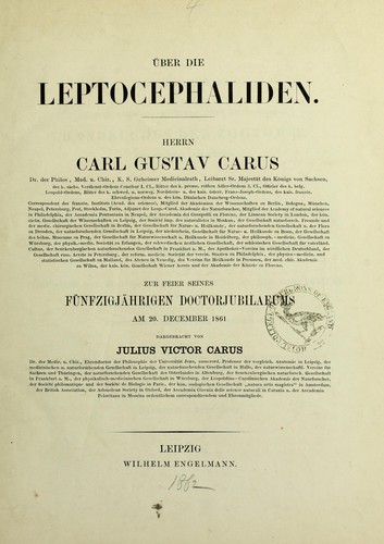 Cover for Über die Leptocephaliden