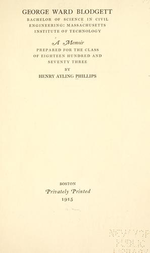 Cover for George Ward Blodgett, Bachelor of Science in Civil Engineering