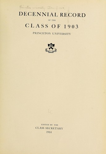 Cover for Decennial record of the class of 1903