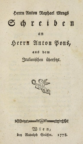 Cover for Herrn Anton Raphael Mengs Schreiben an Herrn Anton Pons