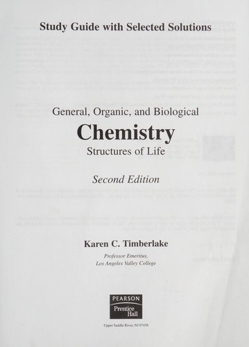 Cover for Study Guide w/Selected Solutions for General Organic and Biological Chemistry