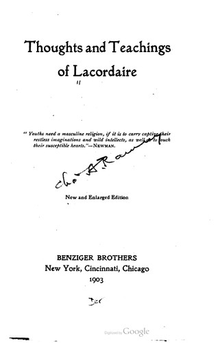 Cover for Thoughts and teachings of Lacordaire