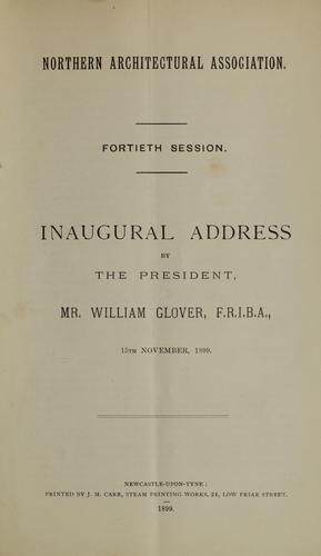 Cover for Inaugural address