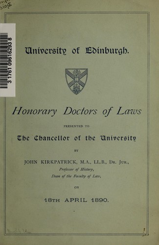 Cover for Honorary Doctors of Laws