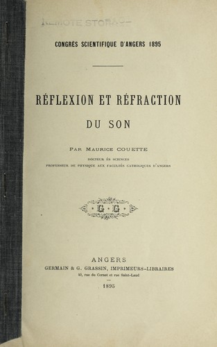Cover for Re flexion et re fraction du son ...