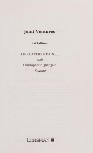 Cover for Joint Ventures