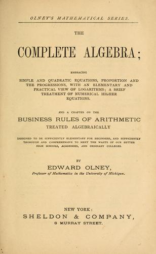 Cover for The complete algebra