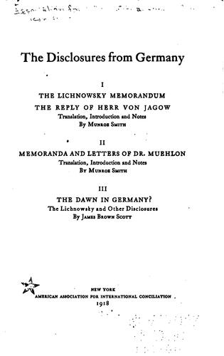 Cover for The disclosures from Germany