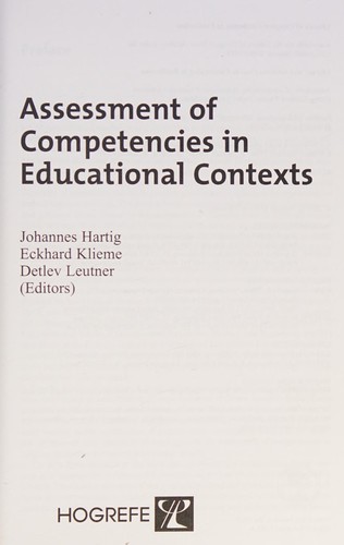 Cover for Assessment of Competencies in Educational Settings
