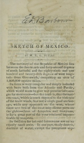 Cover for A sketch of Mexico
