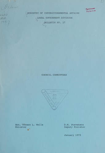 Cover for COUNCIL COMMITTEES