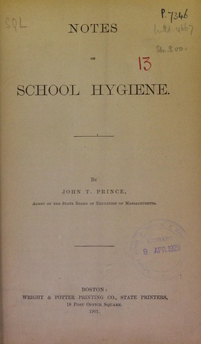 Cover for Notes on school hygiene
