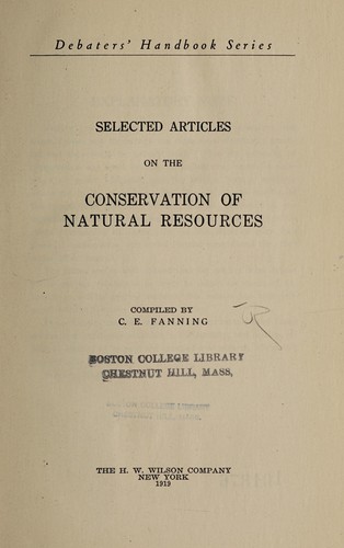 Cover for Selected articles on the conservation of natural resources