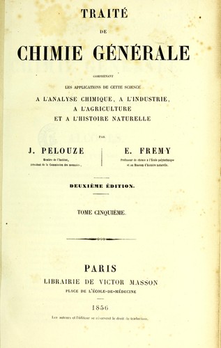 Cover for Traité de chimie générale