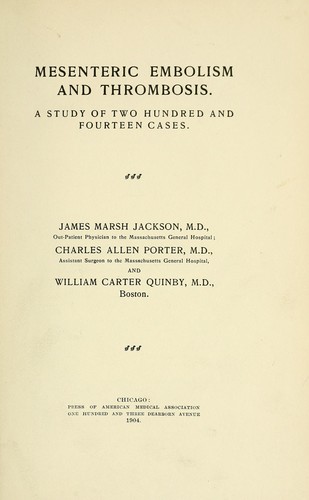 Cover for Mesenteric embolism and thrombosis