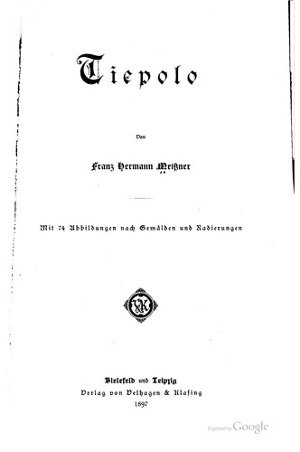 Cover for Tiepolo von Franz Hermann Meissner ...