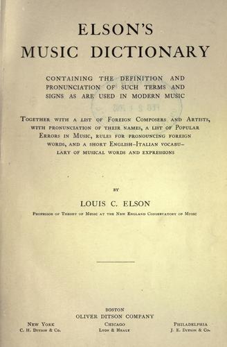 Cover for Elson's Music Dictionary