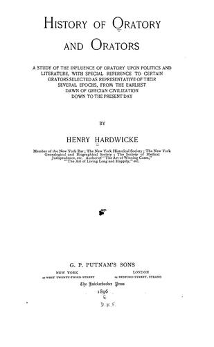 Cover for History of oratory and orators
