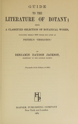 Cover for Guide to the literature of botany
