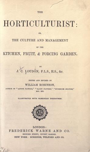 Cover for The horticulturist