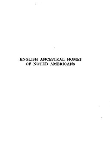 Cover for English ancestral homes of noted Americans