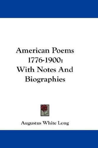 Cover for American Poems 1776-1900