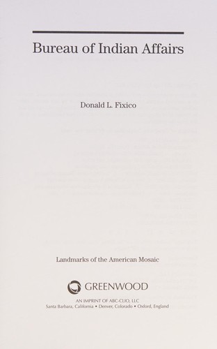 Cover for Bureau of Indian Affairs