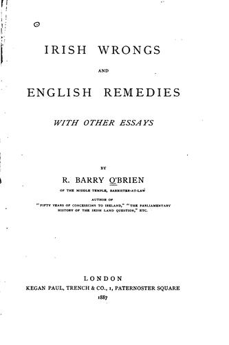 Cover for Irish Wrongs and English Remedies